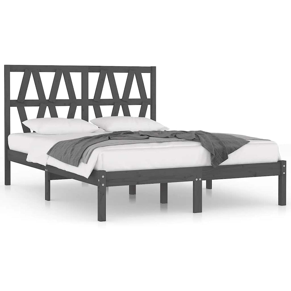 vidaXL Solid Wood Bed Grey Pine 200x200 cm
