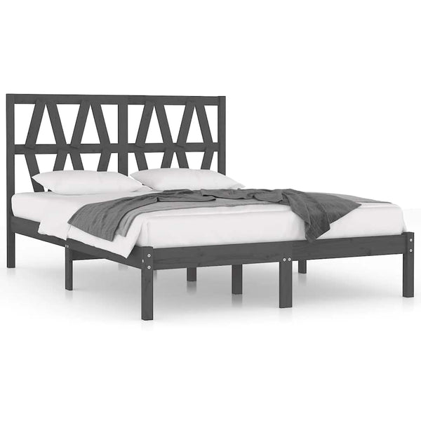 vidaXL Solid Wood Bed Grey Pine 200x200 cm