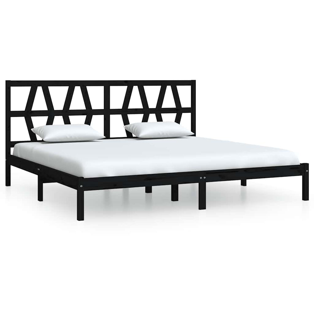 vidaXL Solid Wood Bed Black Pine 200x200 cm