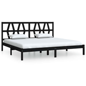 vidaXL Solid Wood Bed Black Pine 200x200 cm