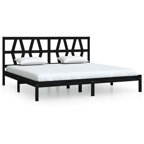 vidaXL Solid Wood Bed Black Pine 200x200 cm
