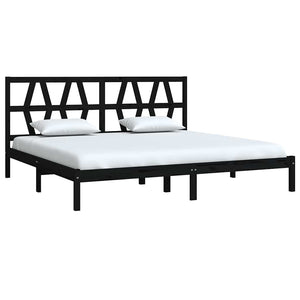 vidaXL Solid Wood Bed Black Pine 200x200 cm