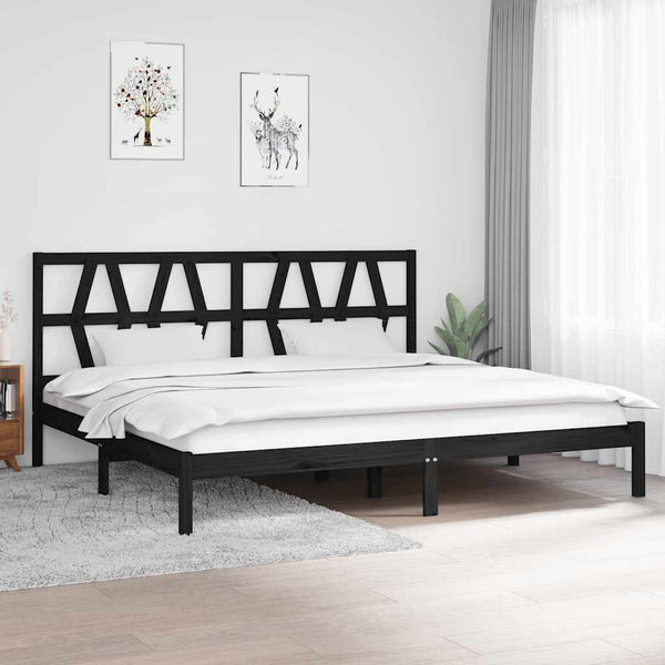 vidaXL Solid Wood Bed Black Pine 200x200 cm