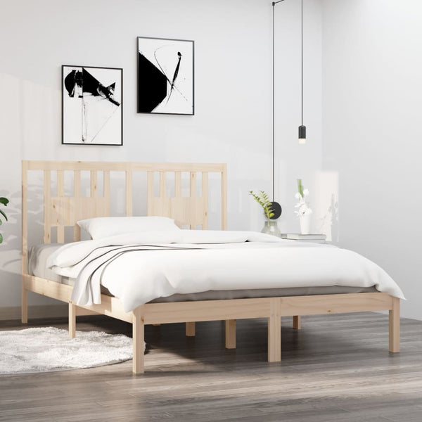 vidaXL Solid Wood Bed 135x190 cm