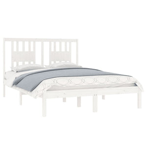 vidaXL Solid Wood Bed White 135x190 cm
