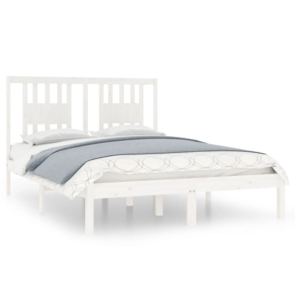 vidaXL Solid Pine Bed White 140x190 cm