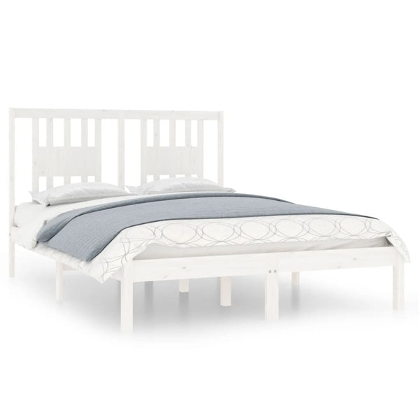 vidaXL Solid Pine Bed White 140x190 cm