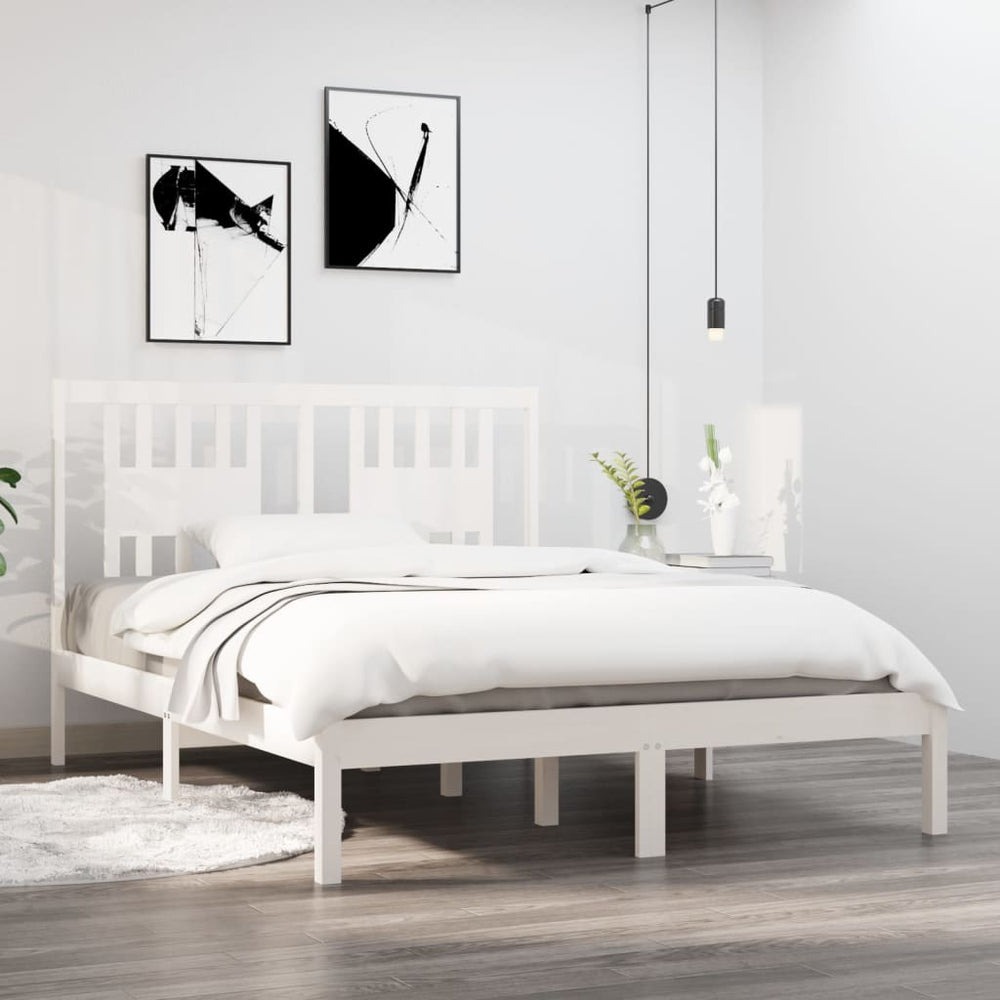 vidaXL Solid Pine Bed White 140x190 cm