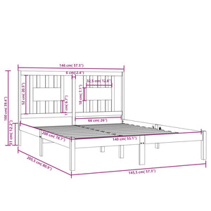 vidaXL Solid Pine Bed White 140x200 cm