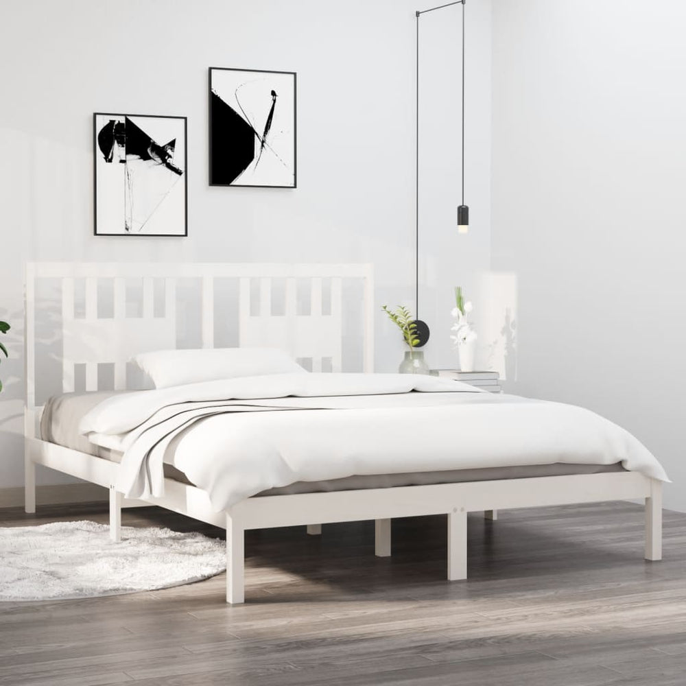vidaXL Solid Pine Bed White 140x200 cm