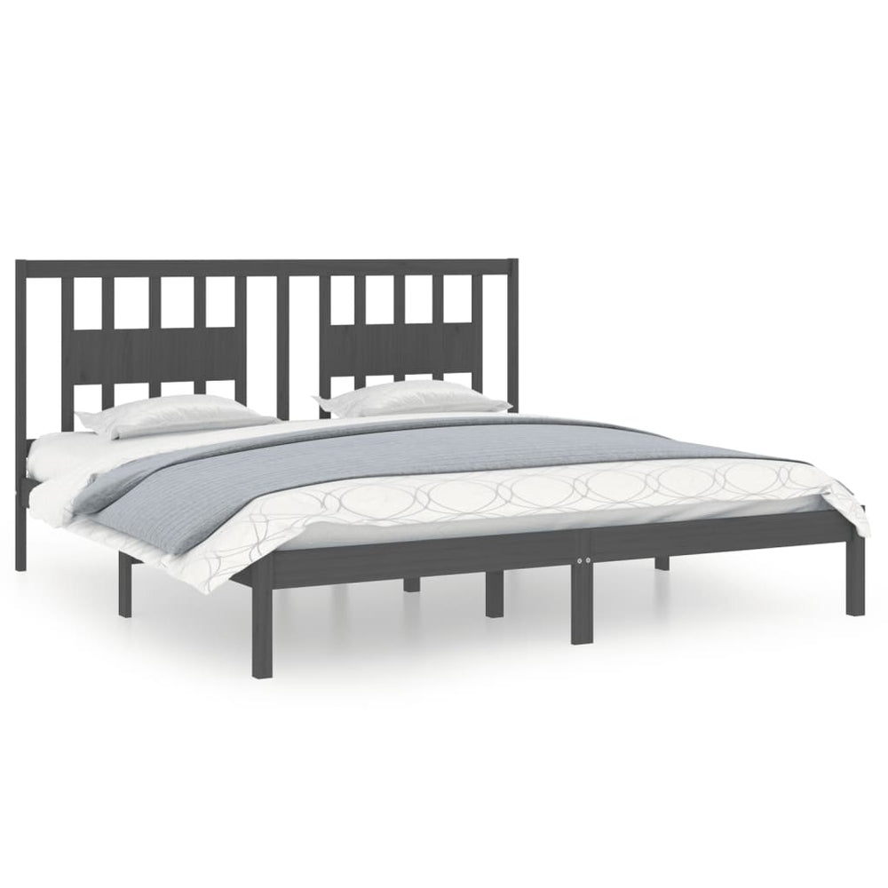 vidaXL Solid Wood Bed Grey Pine 200x200 cm