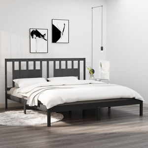 vidaXL Solid Wood Bed Grey Pine 200x200 cm