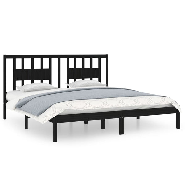 vidaXL Solid Wood Bed Black Pine 200x200 cm