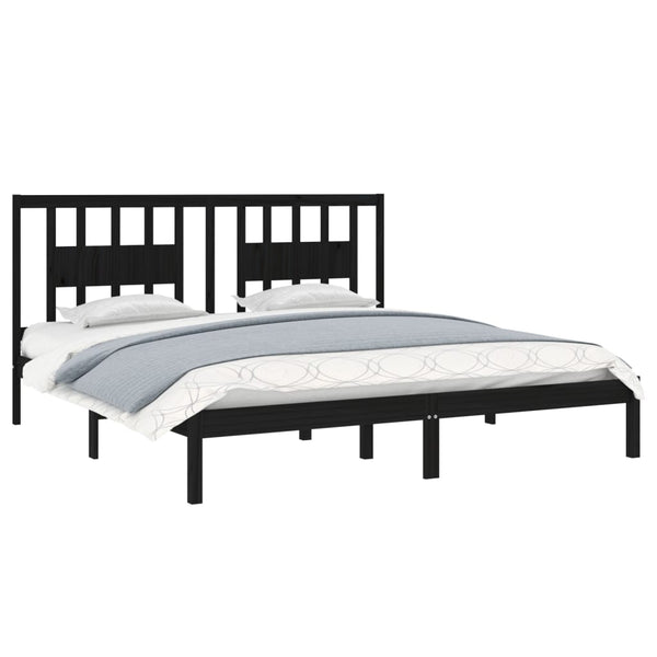 vidaXL Solid Wood Bed Black Pine 200x200 cm