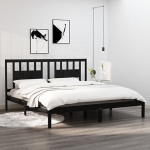 vidaXL Solid Wood Bed Black Pine 200x200 cm