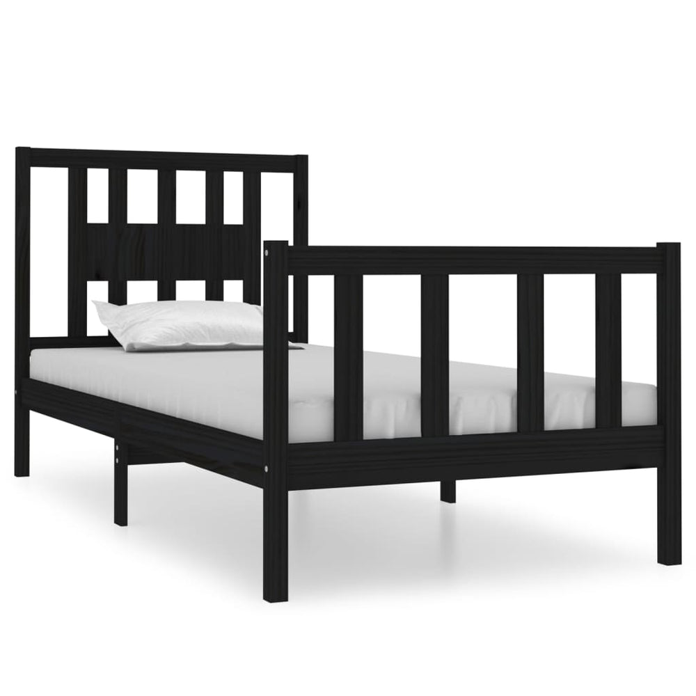 vidaXL Solid Wood Bed Frame without Mattress Black