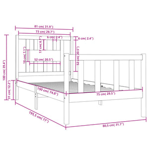 vidaXL Solid Wood Bed Frame without Mattress Black