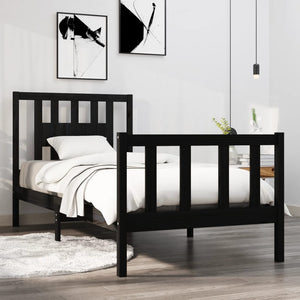 vidaXL Solid Wood Bed Frame without Mattress Black