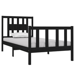 vidaXL Solid Wood Bed Black 90x190 cm