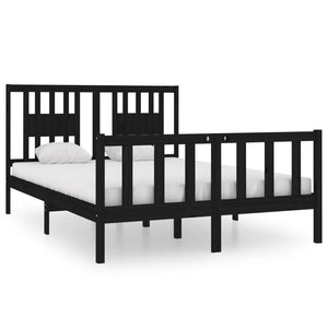 vidaXL Solid Wood Bed Black 135x190 cm