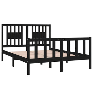 vidaXL Solid Wood Bed Black 135x190 cm