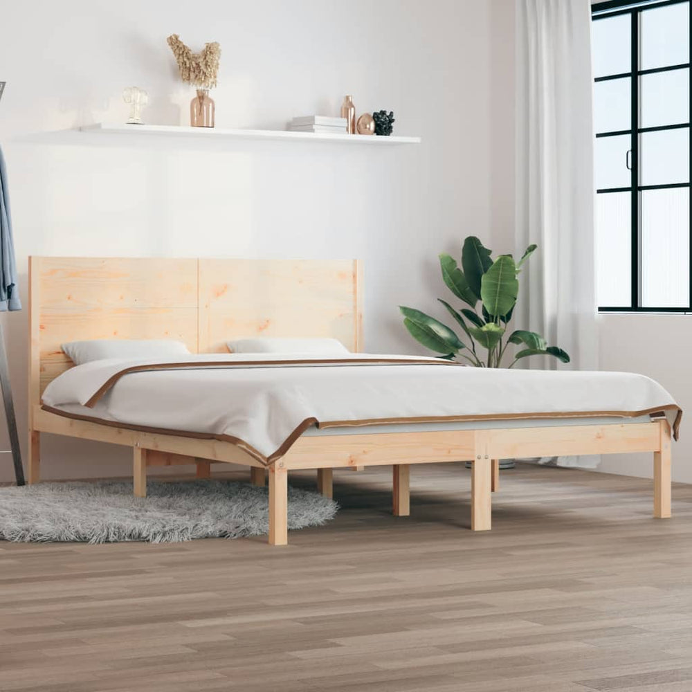 vidaXL Solid Wood Bed 135x190 cm