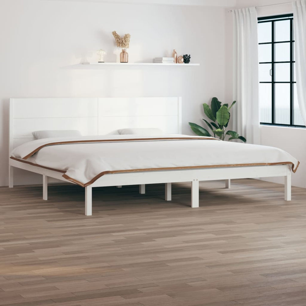 vidaXL Solid Wood Bed White 180x200 cm