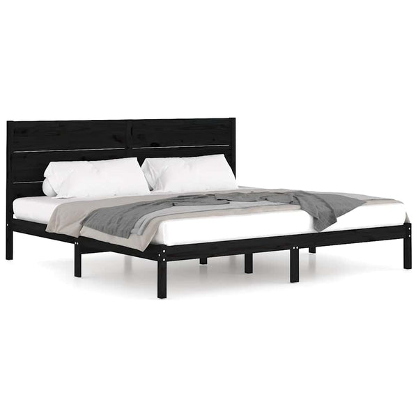 vidaXL Solid Wood Bed Black Pine 200x200 cm