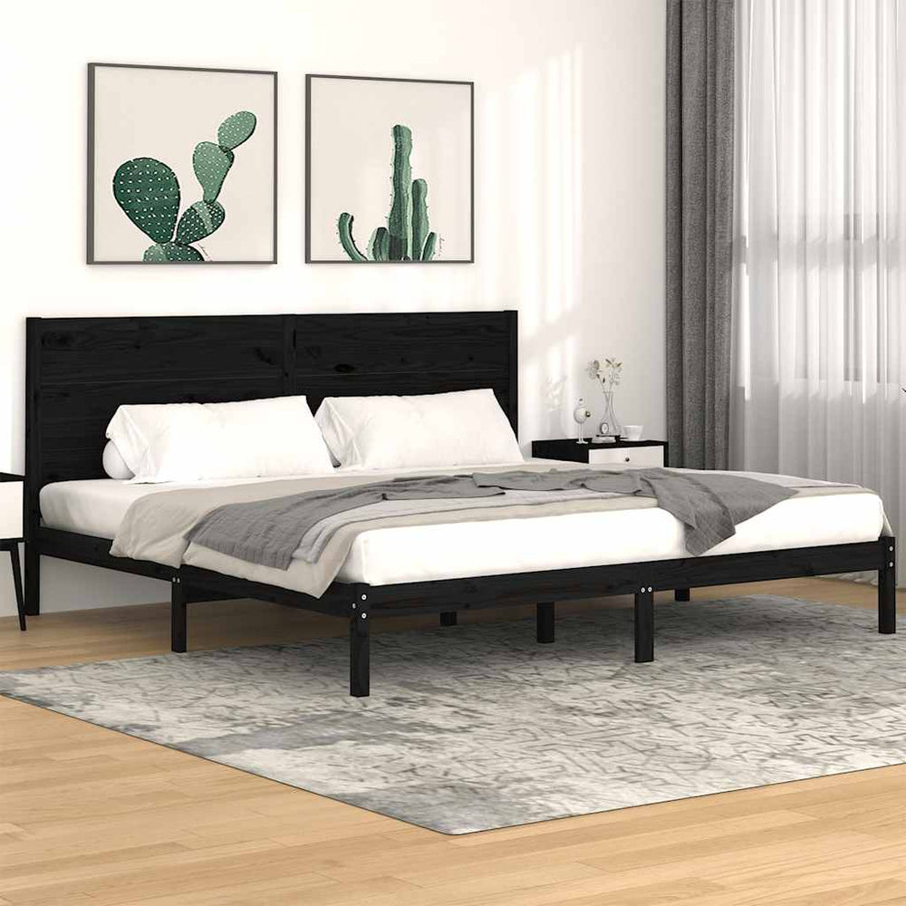 vidaXL Solid Wood Bed Black Pine 200x200 cm