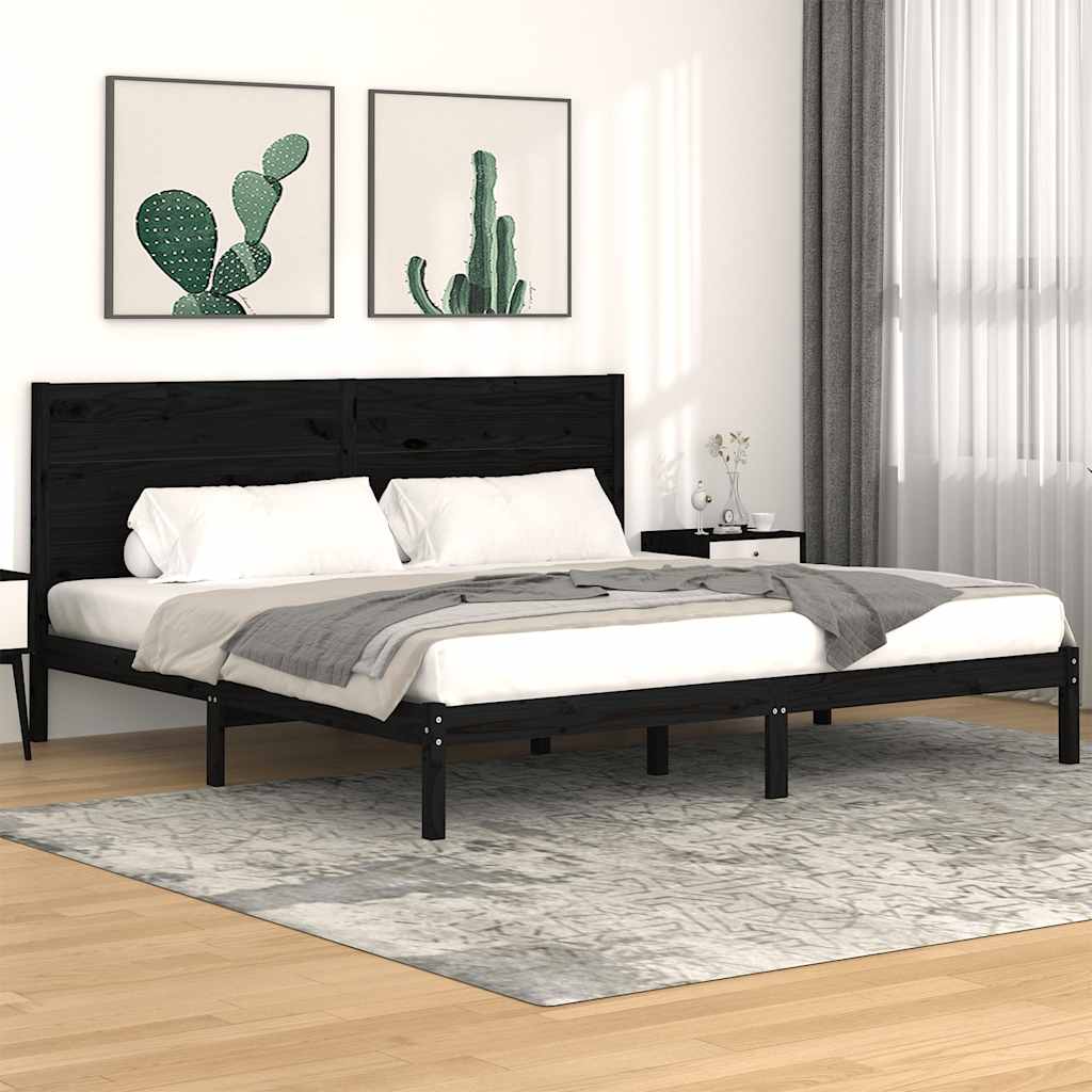 vidaXL Solid Wood Bed Black Pine 200x200 cm