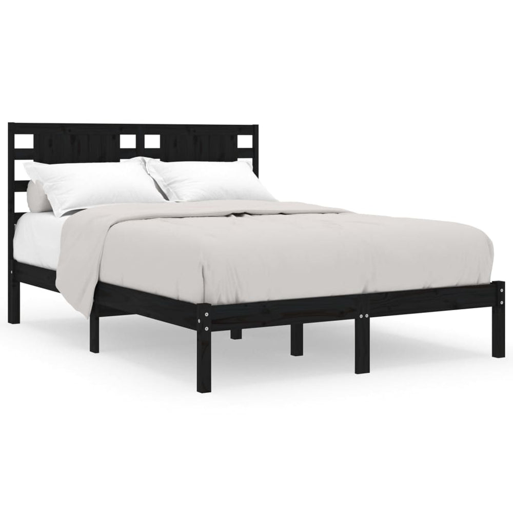 vidaXL Solid Wood Bed Black Pine 140x190 cm