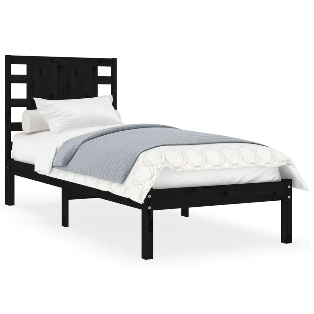 vidaXL Solid Pine Bed Black 100x200 cm