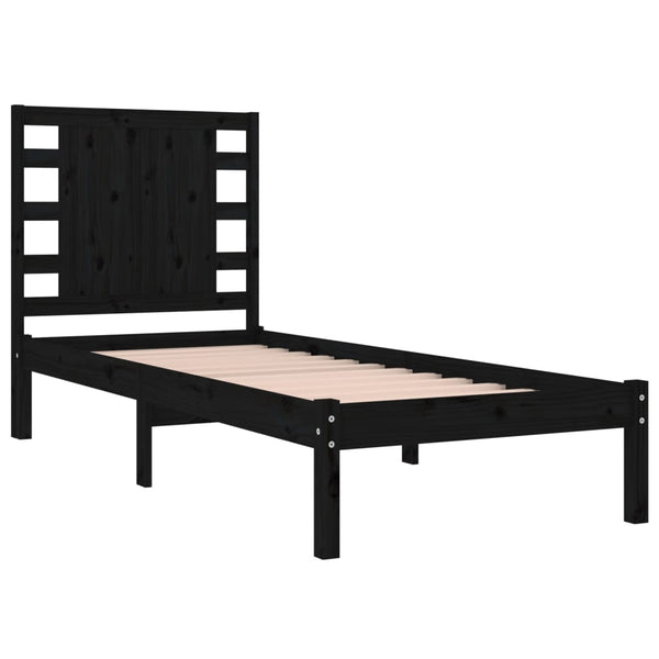 vidaXL Solid Pine Bed Black 100x200 cm