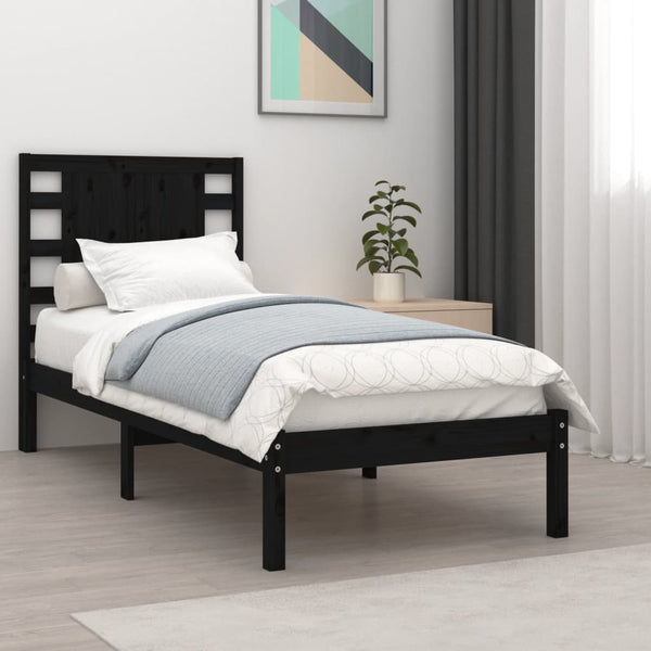 vidaXL Solid Pine Bed Black 100x200 cm