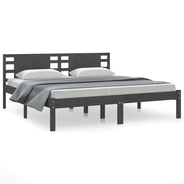 vidaXL Solid Wood Bed Grey Pine 200x200 cm
