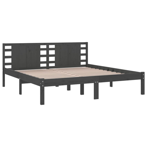 vidaXL Solid Wood Bed Grey Pine 200x200 cm