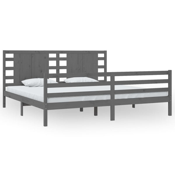 vidaXL Solid Wood Bed Grey Pine 200x200 cm