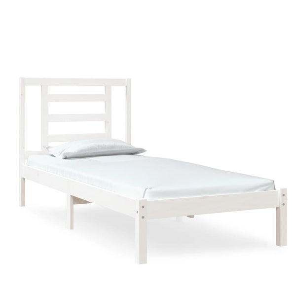 vidaXL Solid Wood Bed White 75x190 cm