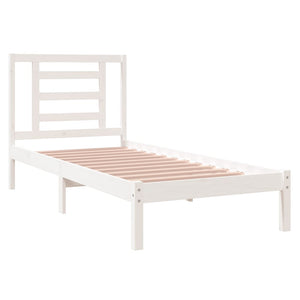 vidaXL Solid Wood Bed White 75x190 cm