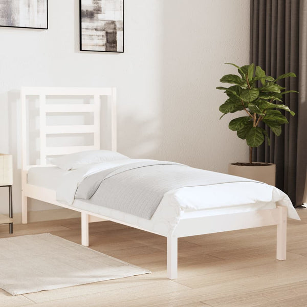 vidaXL Solid Wood Bed White 75x190 cm