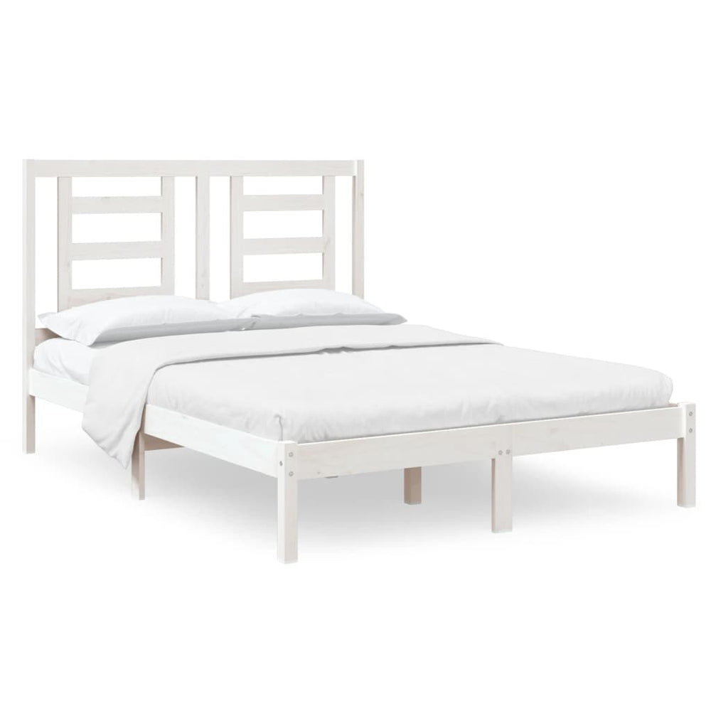 vidaXL Solid Wood Bed White 120x190 cm
