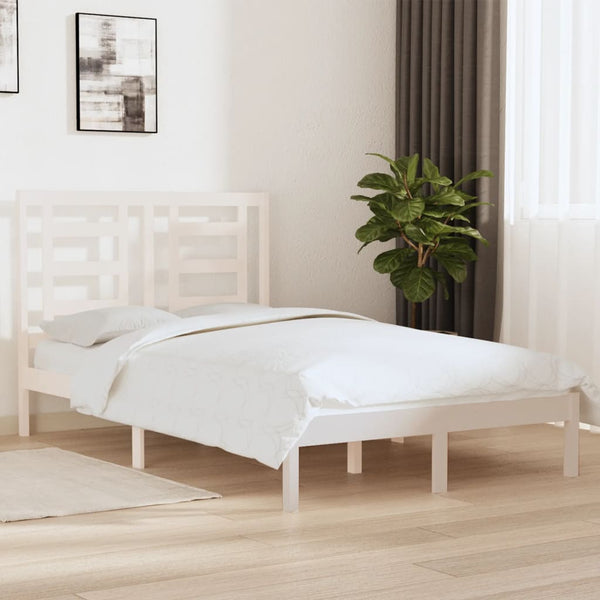 vidaXL Solid Wood Bed White 120x190 cm