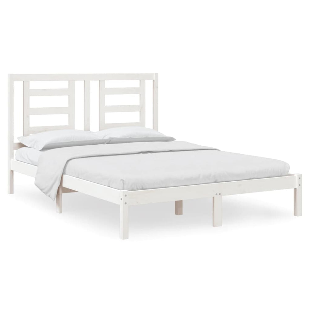 vidaXL Solid Wood Bed Frame without Mattress White 140x190 cm Pine Wood