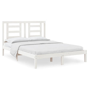 vidaXL Solid Wood Bed Frame without Mattress White 140x190 cm Pine Wood