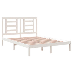vidaXL Solid Wood Bed Frame without Mattress White 140x190 cm Pine Wood