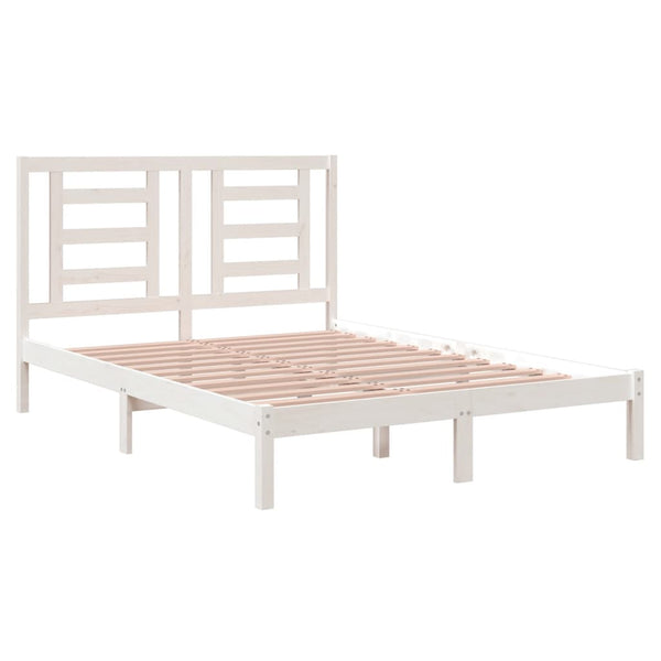 vidaXL Solid Wood Bed Frame without Mattress White 140x190 cm Pine Wood