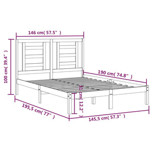 vidaXL Solid Wood Bed Frame without Mattress White 140x190 cm Pine Wood