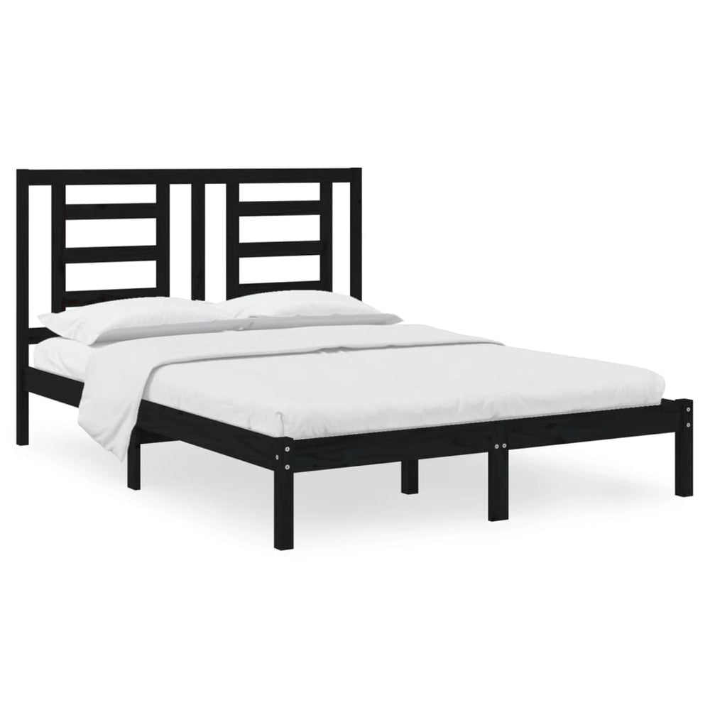 vidaXL Solid Wood Bed Black Pine 140x190 cm