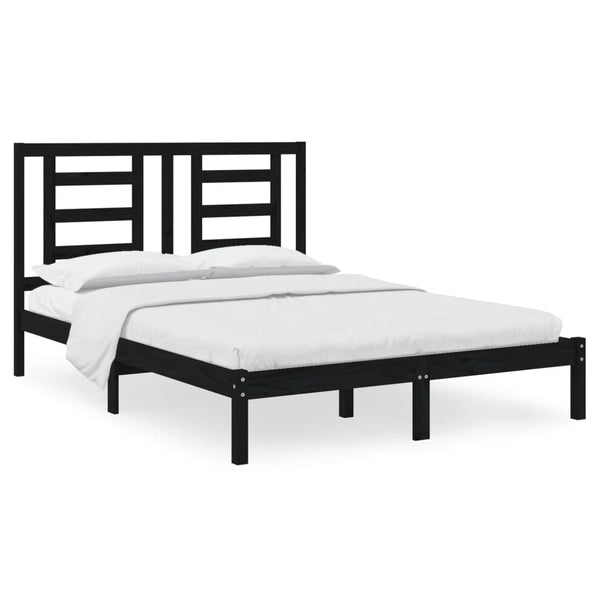 vidaXL Solid Wood Bed Black Pine 140x190 cm