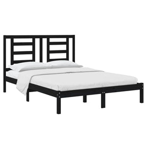 vidaXL Solid Wood Bed Black Pine 140x190 cm